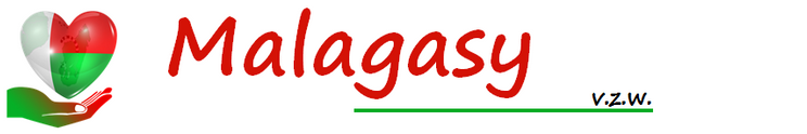 Logo van Malagasy, een open hand waarin een hart in de kleuren van Madagascar zweeft